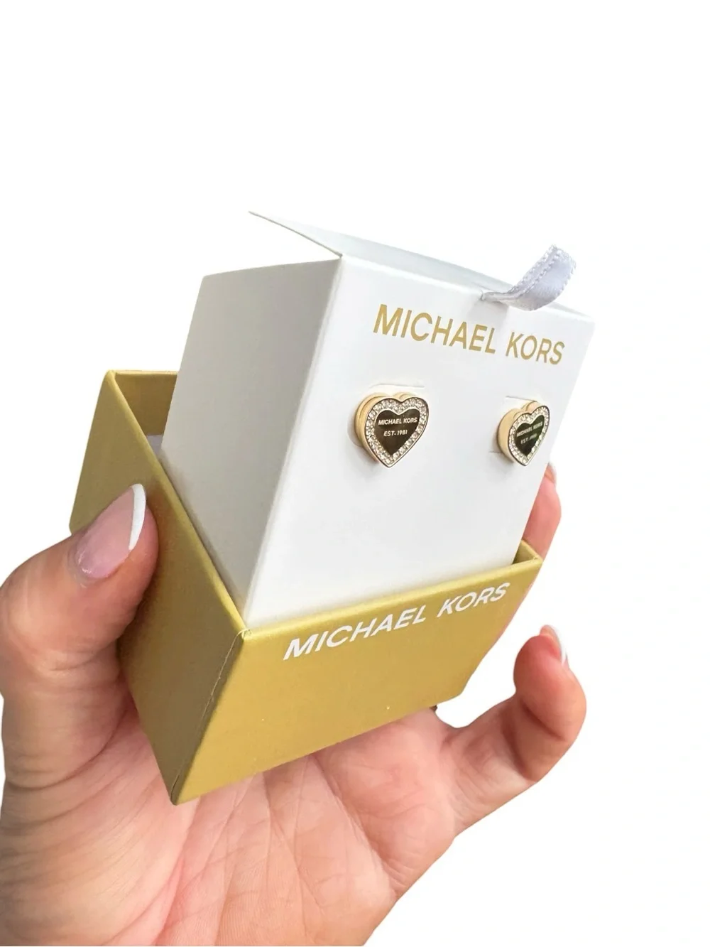 NEW Michael Kors Gold Heart Stud Earrings